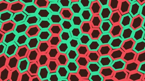 Abstract honeycomb pattern with red and green hexagons Illustrazione stock