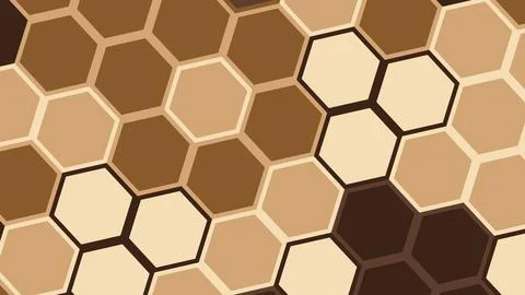 Abstract honeycomb pattern in various brown and beige tones with bold outline イラスト素材