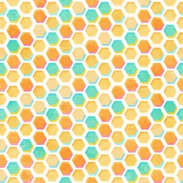 Abstract honeycomb seamless pattern with grunge effect Stock Illustration