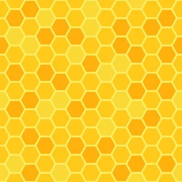 Abstract honeycomb seamless pattern with yellow hexagon cells. Vector illustr Stock Illustration