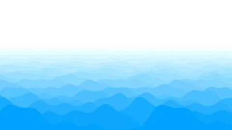 Abstract Horizon of Blue Ocean Waves with Gradual Fade to White Sky Background Illustrazione stock