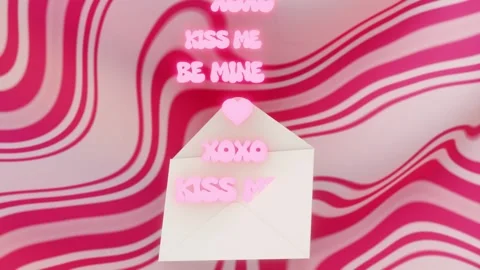 Abstract horizontal 3d Valentine romance hearts envelope infographic lettering Stock Footage 325802742