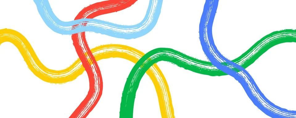 Abstract horizontal background with hand-drawn colorful wavy lines. Illustrazione stock