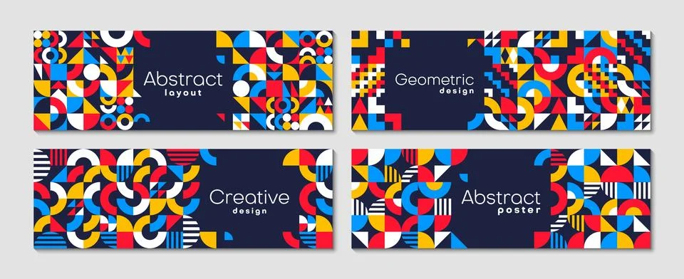 Abstract horizontal banners with geometric pattern Stock Illustration