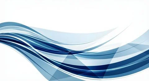 Abstract horizontal blue wavy lines background with dynamic flowing ribbons.. イラスト素材