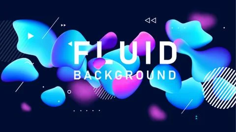 Abstract horizontal composition color liquid shapes. Flow. Fluid. Blue and pink Stock Illustration