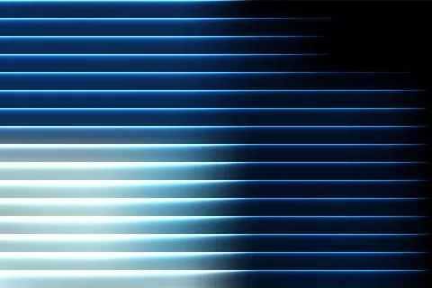 Abstract horizontal glowing blue and white lines on dark background Illustrazione stock