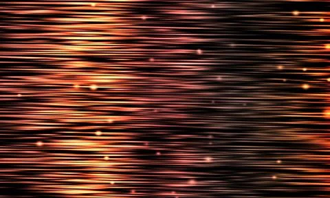 Abstract horizontal glowing light streaks on black background. bokeh effects. Stock-Illustration