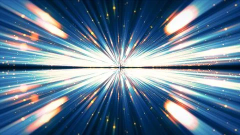 Abstract Horizontal Light Speed Burst Background with Glowing Particle Rays Stock Illustration
