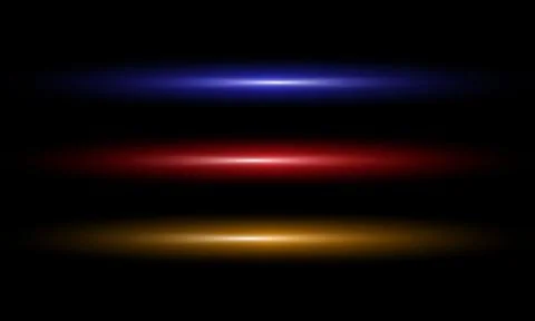 Abstract horizontal light streaks in blue red and orange colors on black ba.. Stock Illustration