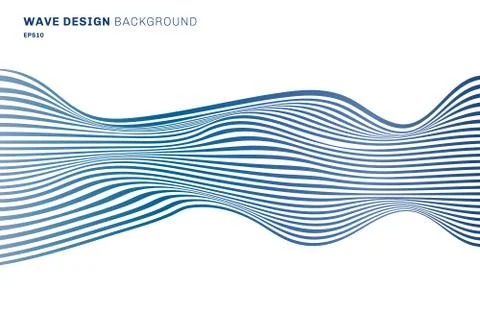 Abstract horizontal lines blue wave design pattern horizontal lines on white Stock Illustration