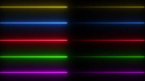 Abstract horizontal neon light beams movement on dark background motion foo.. Video stock 337805450