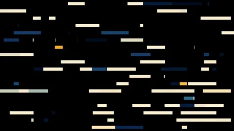 Abstract horizontal parallel rows of line segments moving intermittently into Stock Footage 121664887
