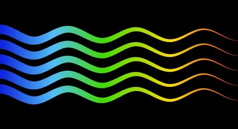 Abstract horizontal rainbow waves on black background with sound wave, abstra イラスト素材