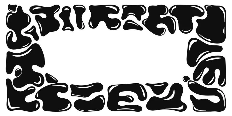 Abstract horizontal rectangular frame of wavy bubble elements in trendy y2k 스톡 일러스트