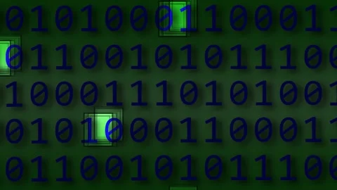 Abstract horizontal seamless animation with binary numbers on dark background. Stock Footage 256172459