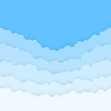 Abstract horizontal seamless paper clouds. Clouds gradient on blue background Stock Illustration