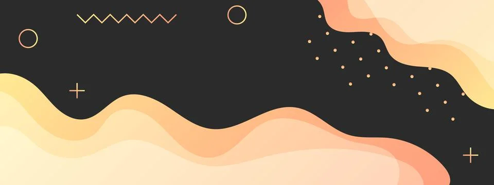 Abstract horizontal template on black background with liquid shapes orange Stock Illustration