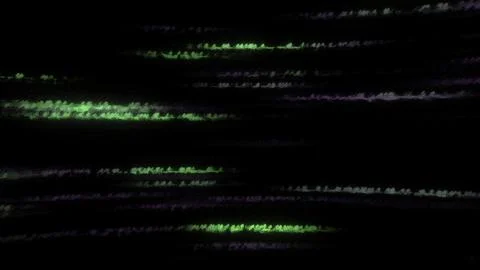 Abstract horizontal trembling strings flying on a black background. Motion Stock Illustration