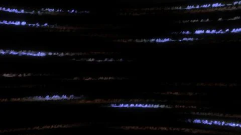 Abstract horizontal trembling strings flying on a black background. Motion Stock Illustration