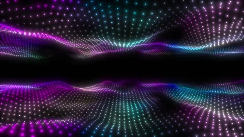 Abstract horizontal tunnel between two multi-colored oscillating surfaces Stock Footage 248982642