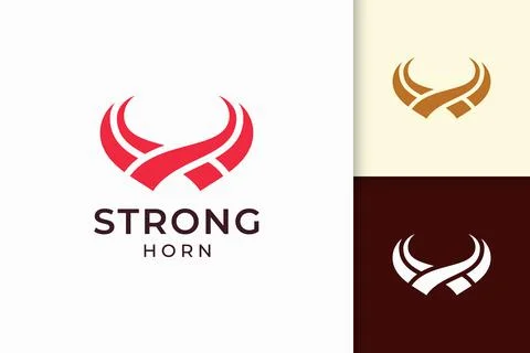 Abstract horn logo in solid red color Stock Illustration