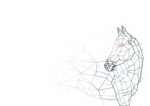 Abstract Horse Low Poly Wireframe Stock Illustration