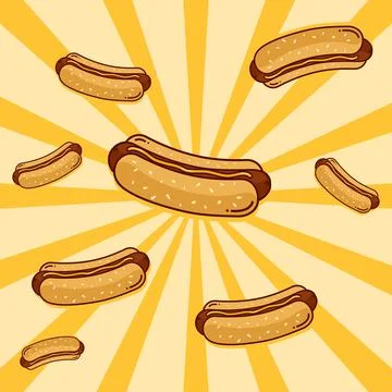 Abstract Hot dog pattern retro vector background Stock Illustration