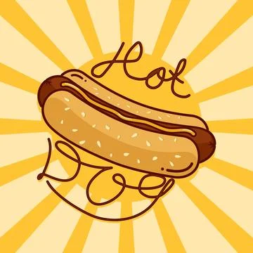 Abstract Hot dog vector retro background with letter hot dog Stock-Illustration
