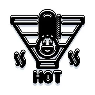 Abstract hot machine icon with happy smiling face Stock Illustration
