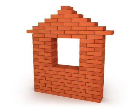 Abstract house made from orange bricks Stock Illustration