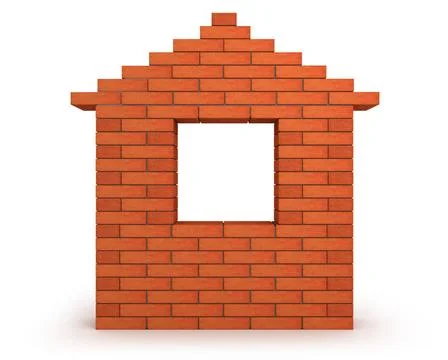 Abstract house made from orange bricks front view Abstract house made from... Foto stock