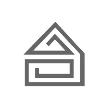 Abstract house maze icon vector illustration isolated on the white background Stock Illustration