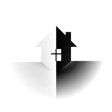 Abstract house, perspective contrast minimal, white and black concept Stock Illustration