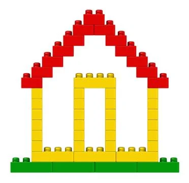 Abstract house from plastic building blocks Stock Illustration