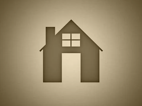 Abstract house render on yellow dark background Stock Illustration
