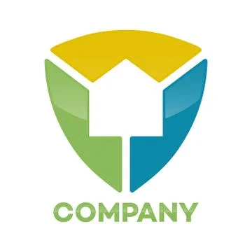 Abstract house shield logo Stock Illustration