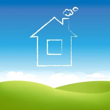 Abstract house in sky Stock Illustration