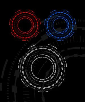 Abstract hud circle, geometric tech motif design Illustrazione stock