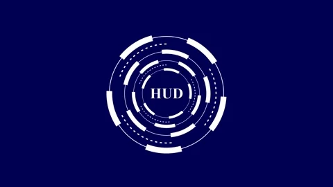 Abstract hud element on dark blue background with digital circles rotating .. 動画素材 332722626