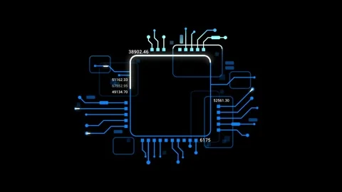 Abstract HUD element with electronic circuit animation.  Stock Footage 257280571