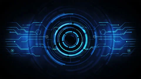 Abstract HUD element with round core and electronic circuit animation. 動画素材 137067167