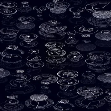 Abstract hud elements on black background. High tech design, round interfaces Illustrazione stock