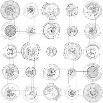 Abstract hud elements on white background. High tech motion design, round Illustrazione stock