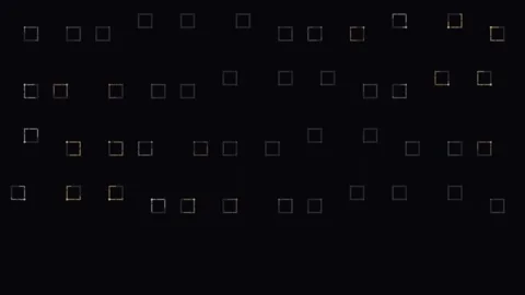 Abstract HUD grid of glowing gold squares on black background Stock Footage 335939139