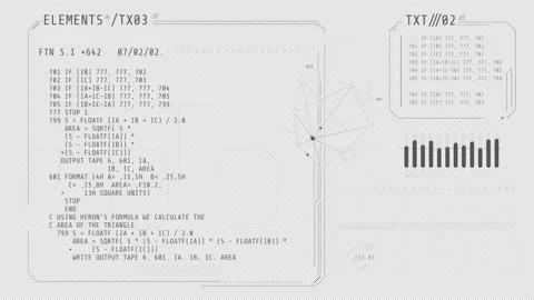 Abstract HUD interface with code and infographics. Stock Footage 233369872