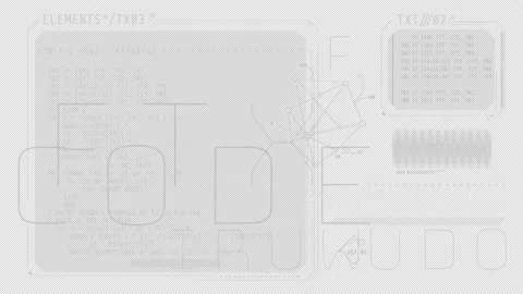 Abstract HUD interface with code and infographics. Stock Footage 235010486