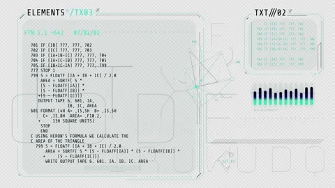 Abstract HUD interface with code and infographics. Stock Footage 237404361