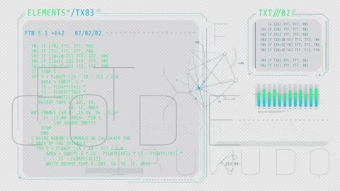 Abstract HUD interface with code and infographics. Stock Footage 238992154
