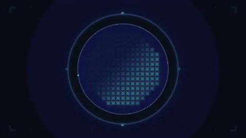 Abstract hud interface loop motion graphic with blue glowing digital grid Stock Footage 347244798